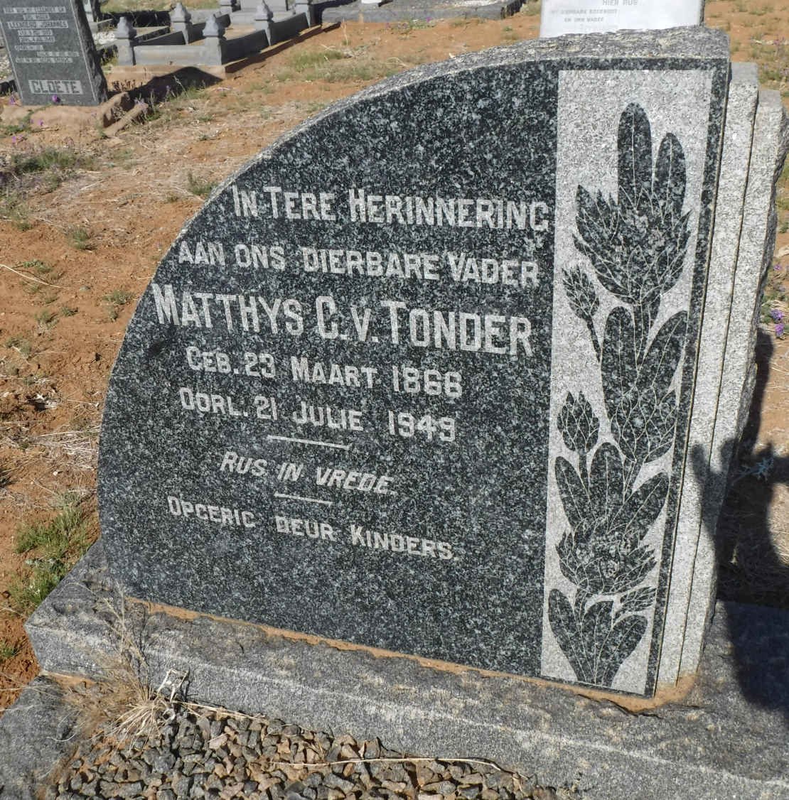 TONDER Matthys C., v. 1866-1949