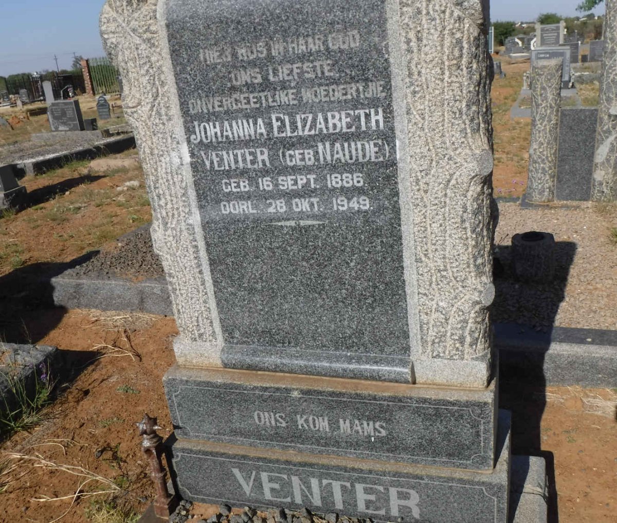 VENTER Johanna Elizabeth nee NAUDE 1886-1949