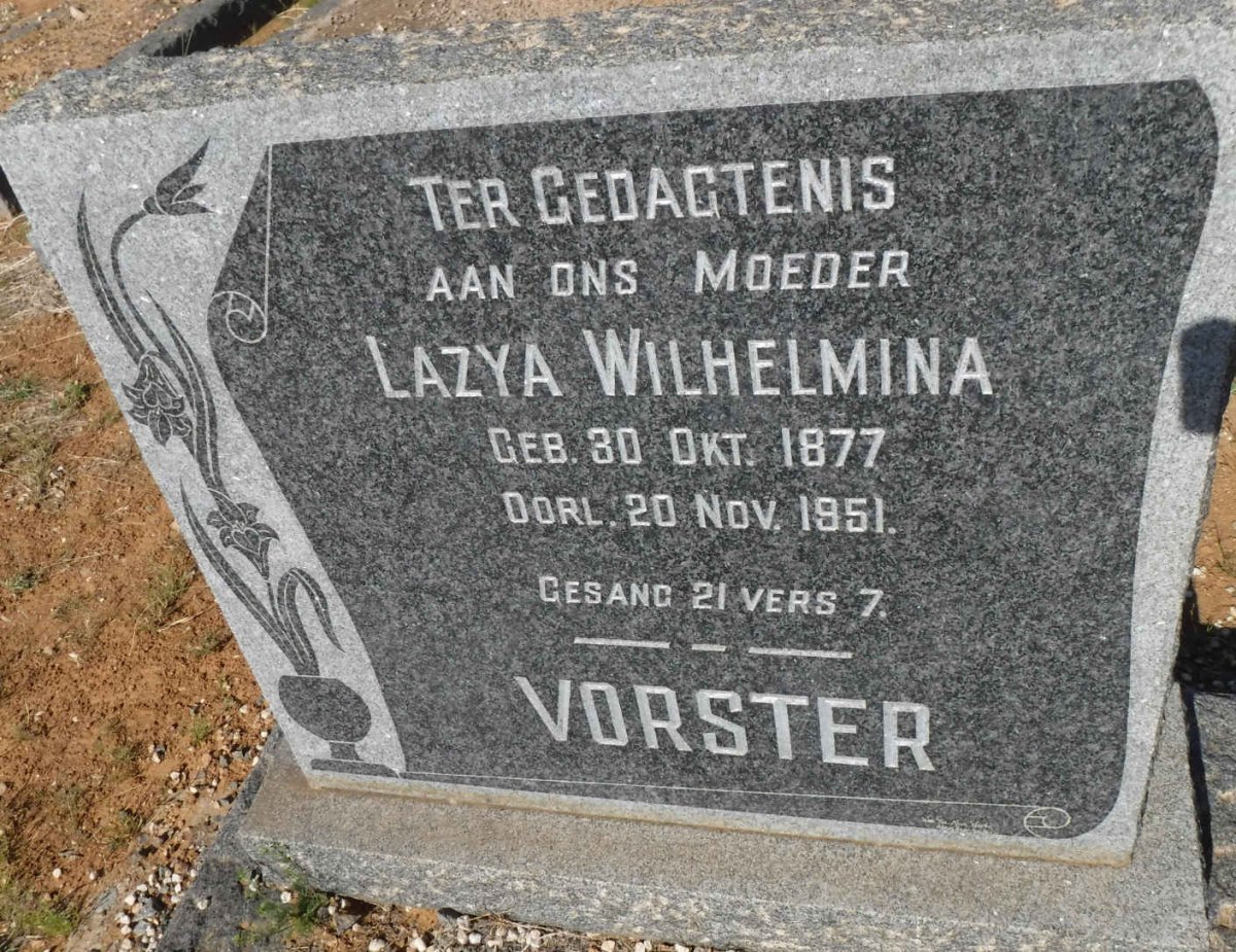 VORSTER Lazya Wilhelmina 1877-1951