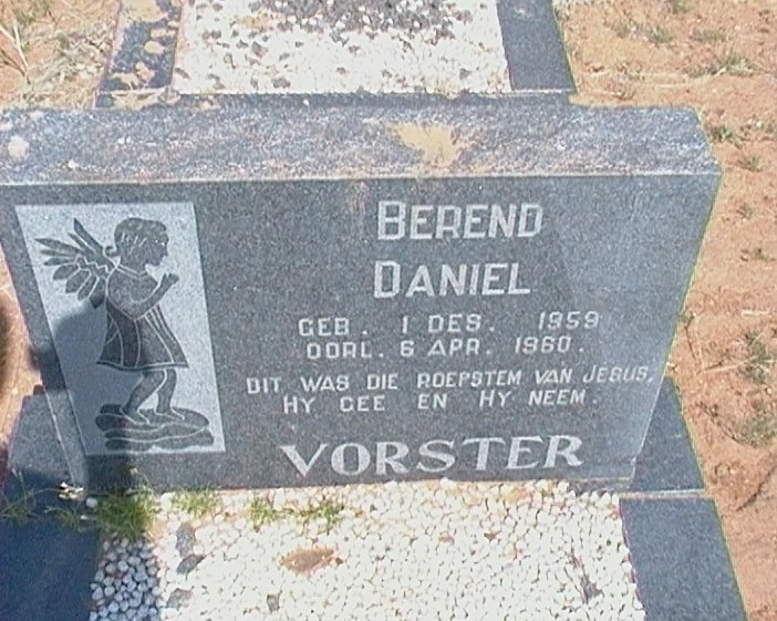 VORSTER Berend Daniel 1959-1960