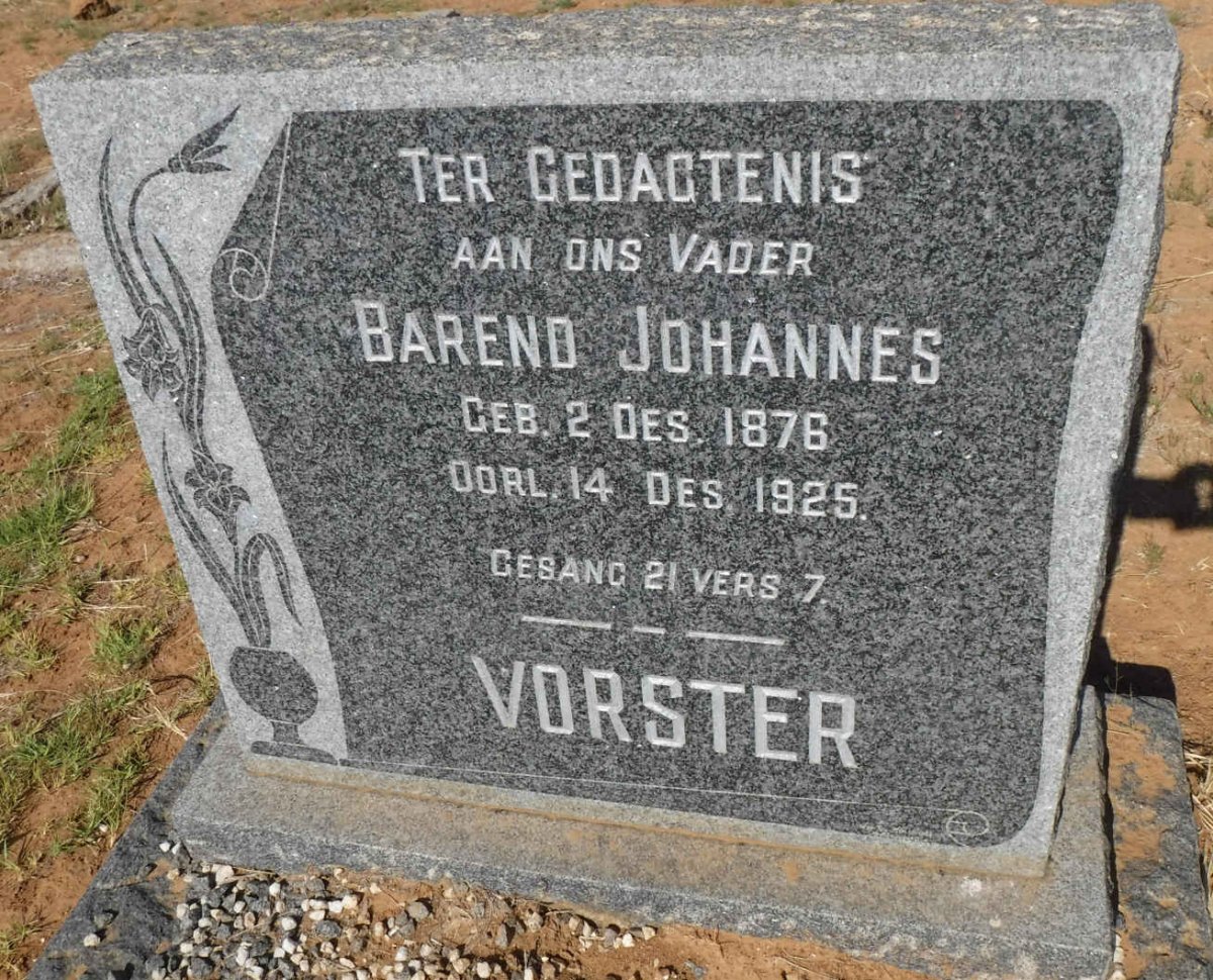 VORSTER Barend Johannes 1876-1925