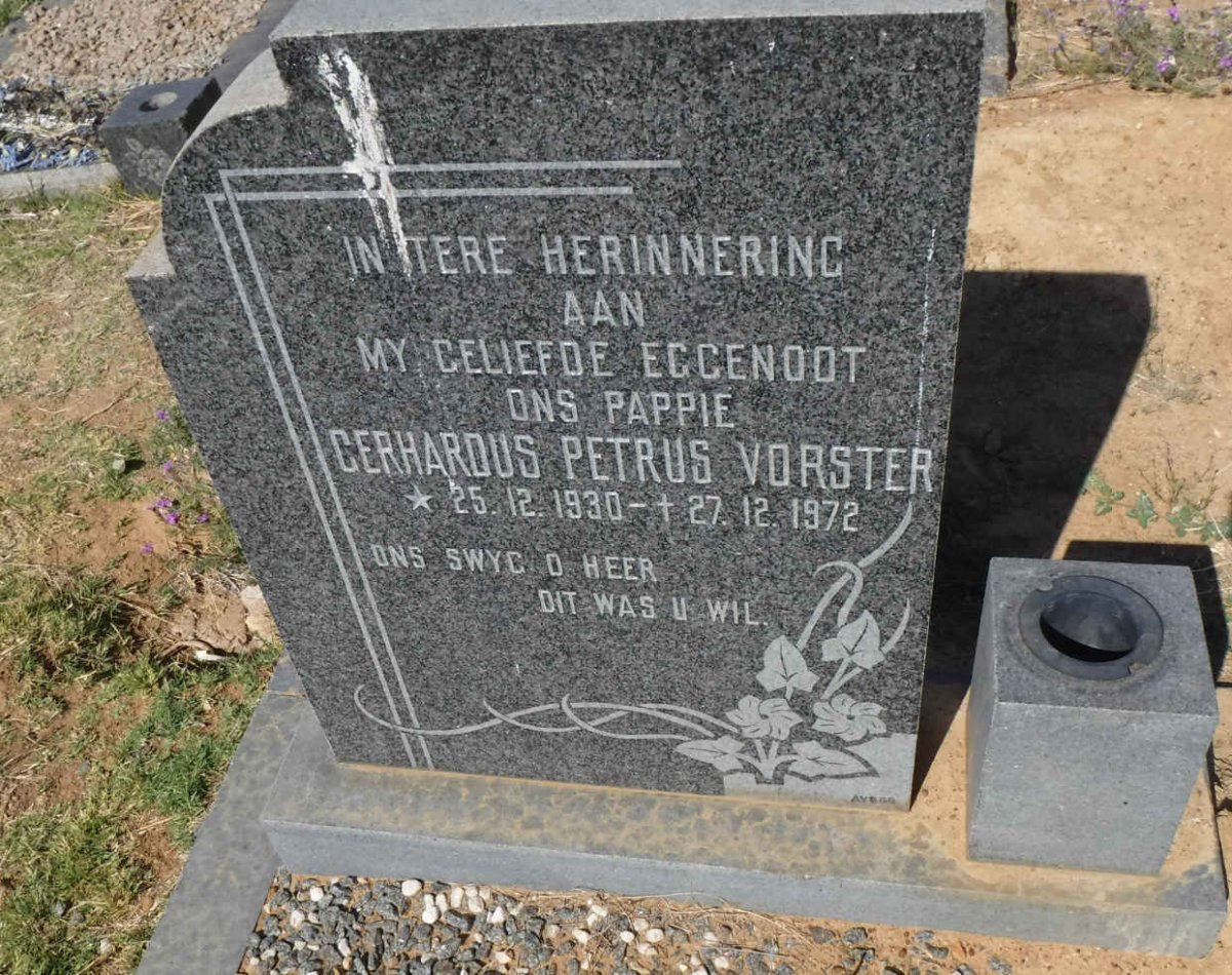 VORSTER Gerhardus Petrus 1930-1972