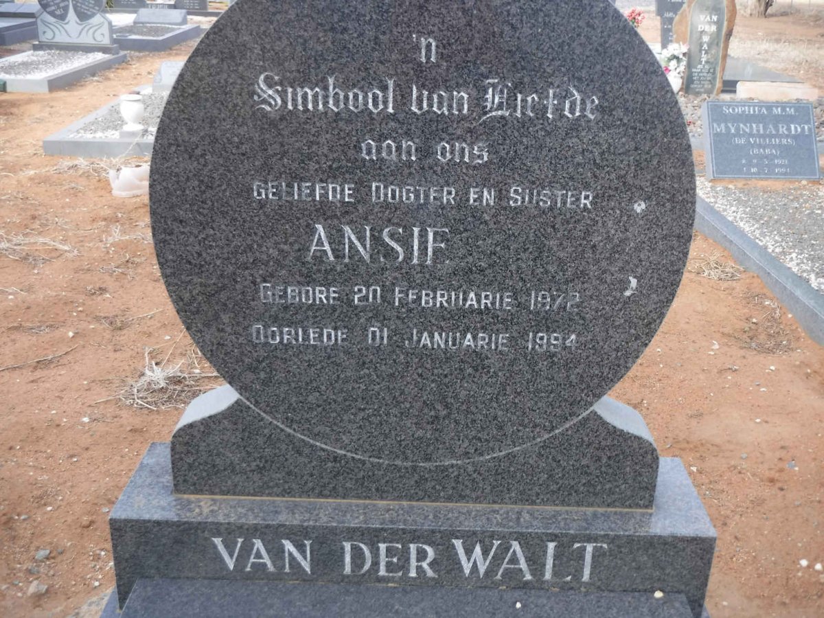 WALT Ansie, van der 1972-1994