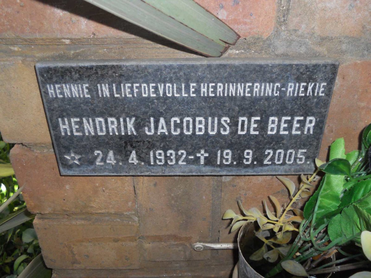 BEER Hendrik Jacobus, de 1932-2005