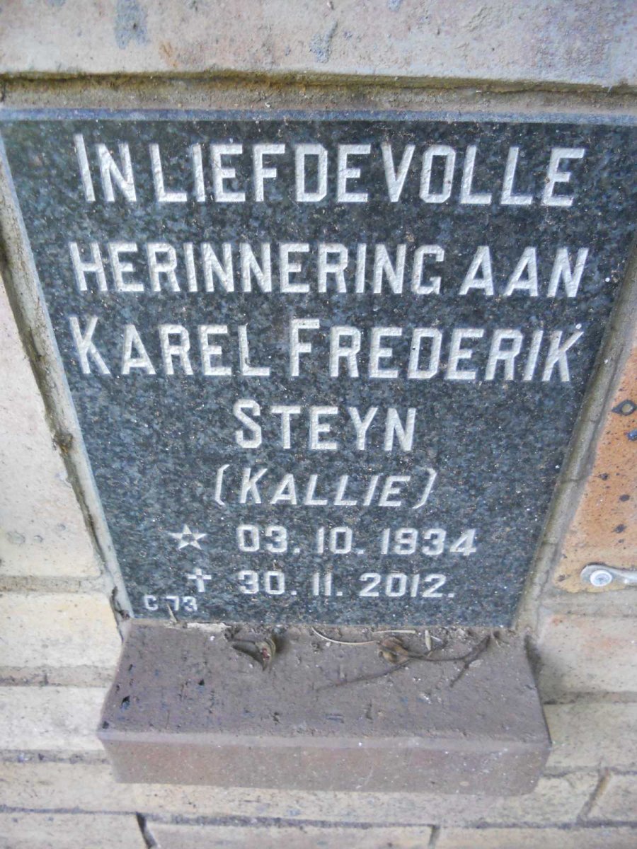STEYN Karel Frederik 1934-2012