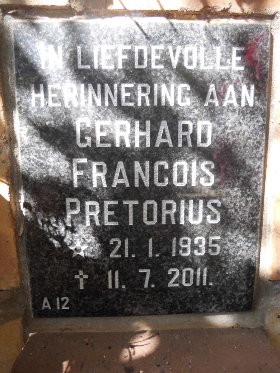 PRETORIUS Gerhard Francois 1935-2011
