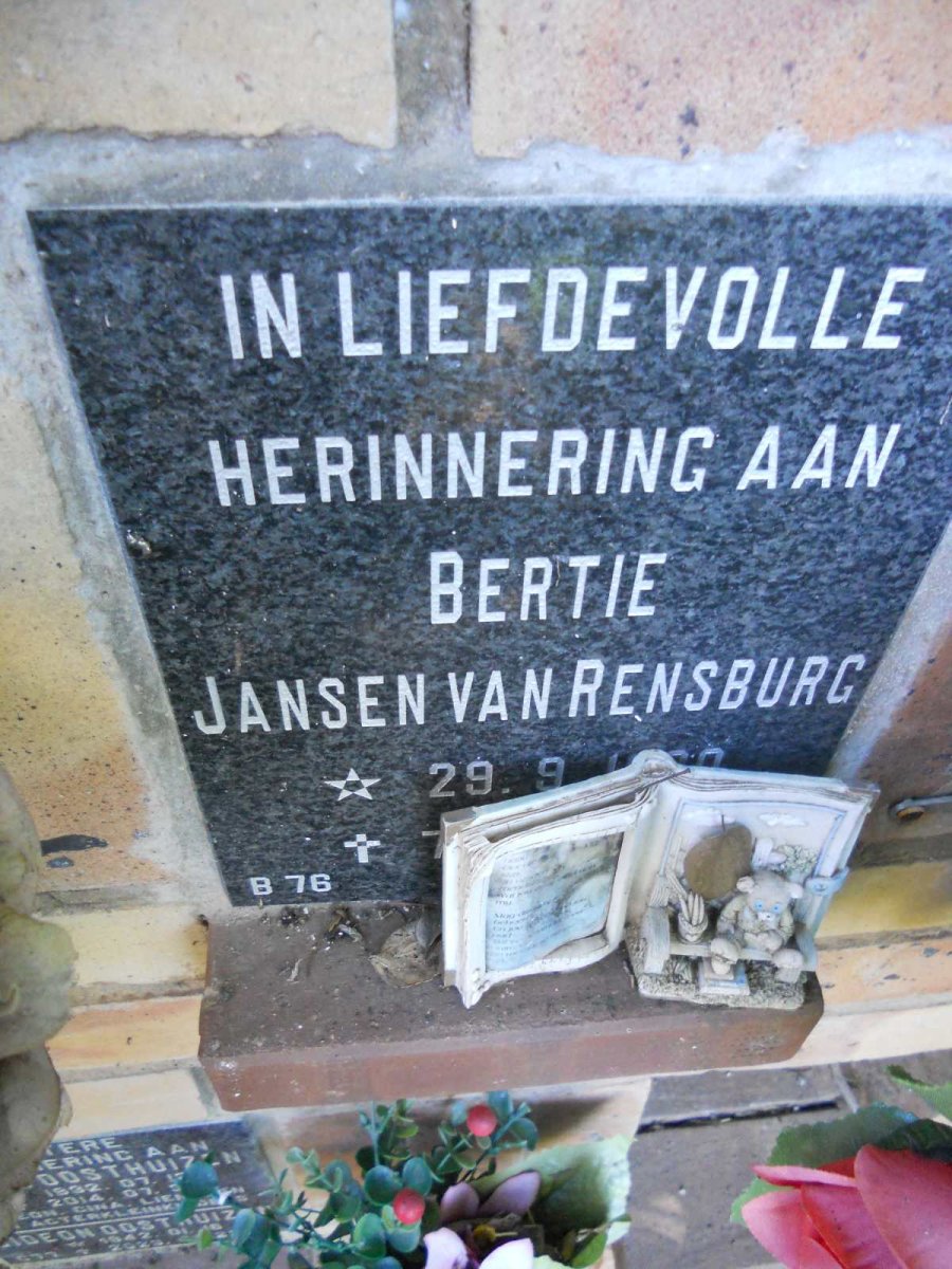 RENSBURG Bertie, Jansen van 1930-200?