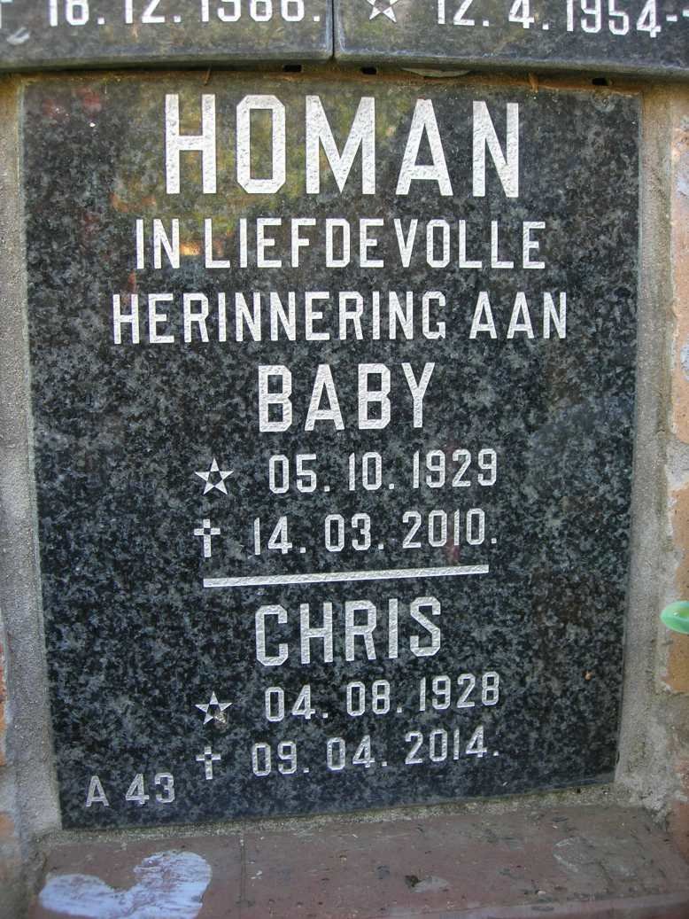 HOMAN Chris 1928-2014 &amp; Baby 1929-2010