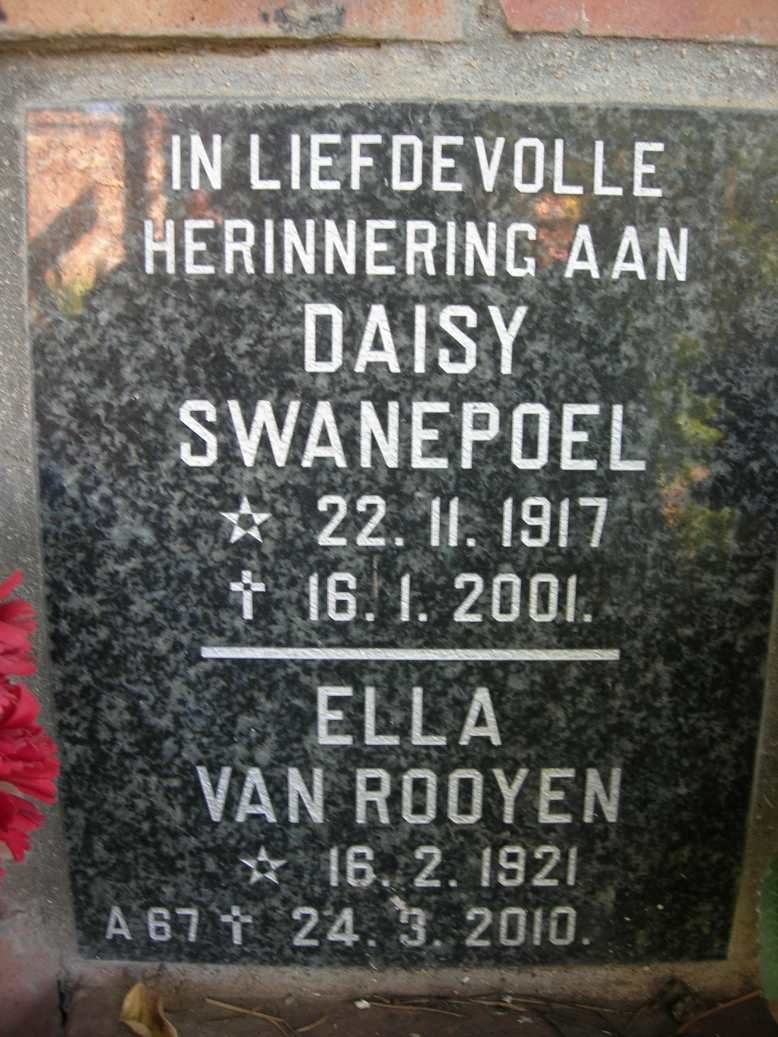 SWANEPOEL Daisy 1917-2001 :: VAN ROOYEN 1921-2010