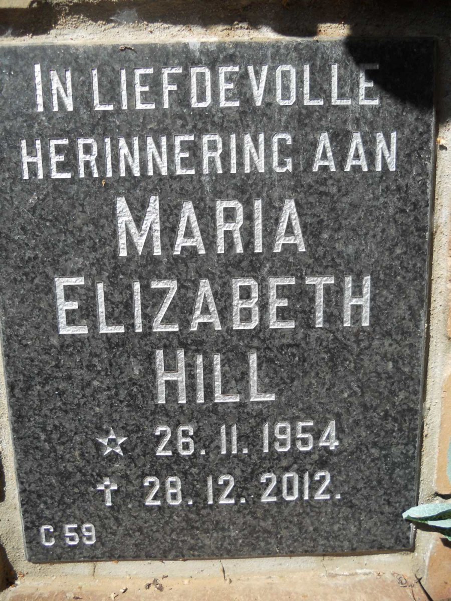 HILL Maria Elizabeth 1954-2012
