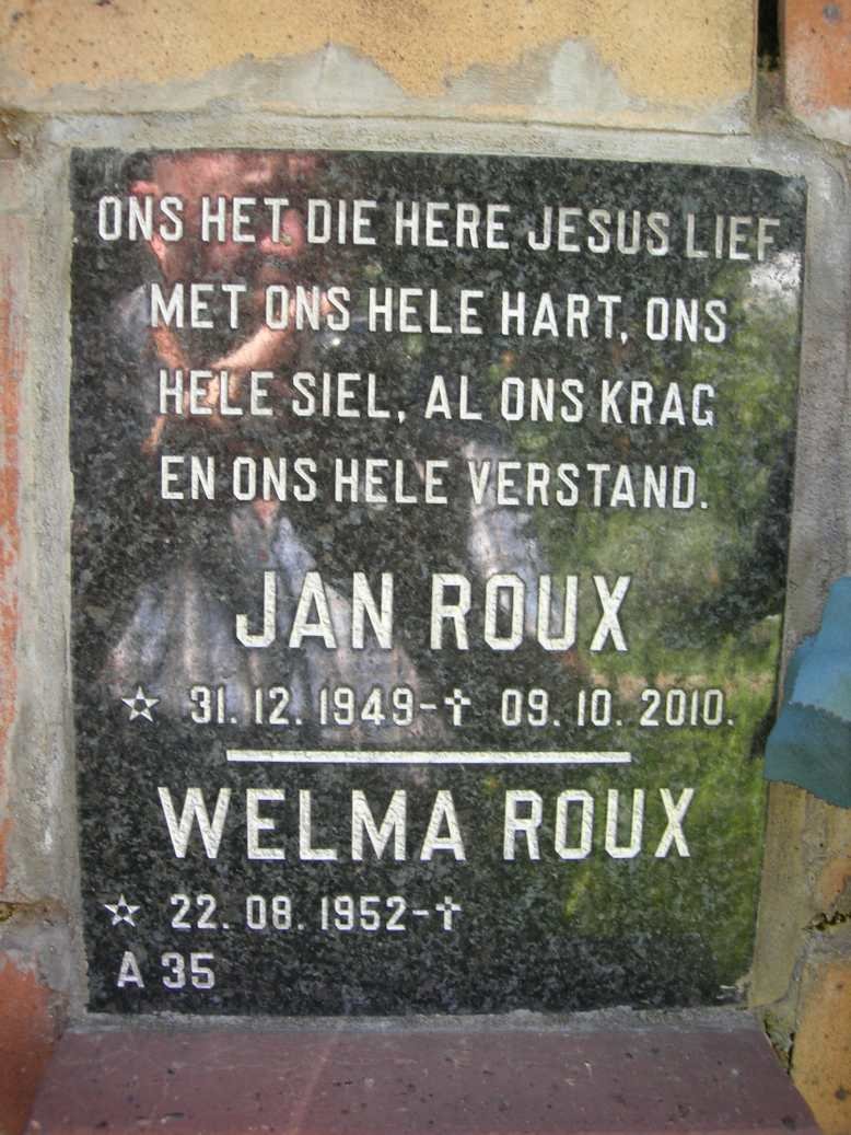ROUX Jan 1949-2010 &amp; Welma 1952-