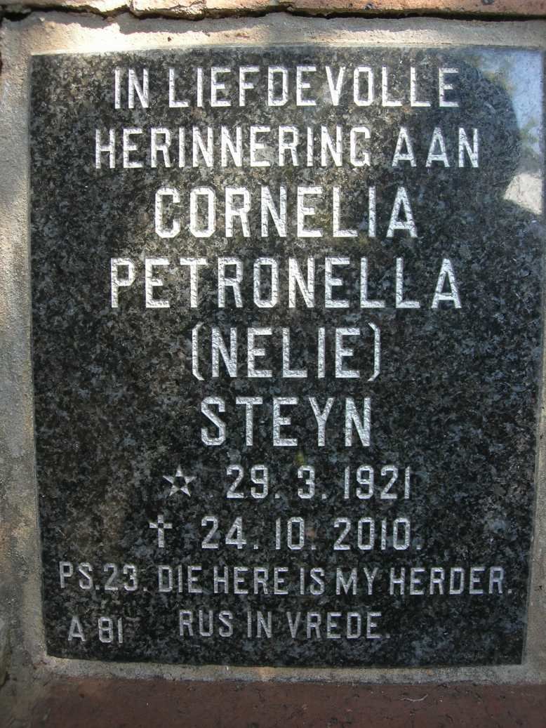 STEYN Cornelia Petronella 1921-2010