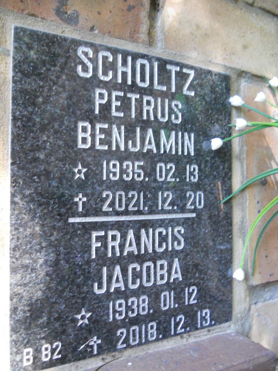 SCHOLTZ Petrus Benjamin 1935-2021 &amp; Francis Jacoba 1938-2018