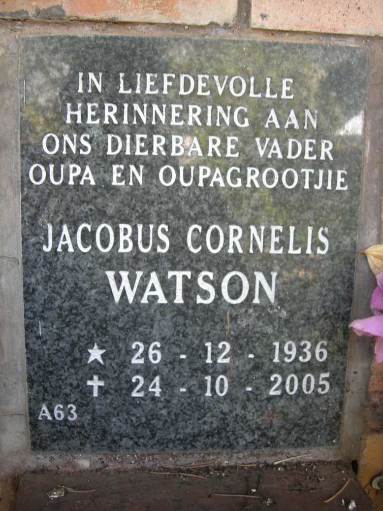 WATSON Jacobus Cornelis 1936-2005