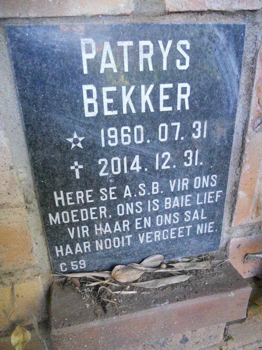 BEKKER Patrys 1960-2014