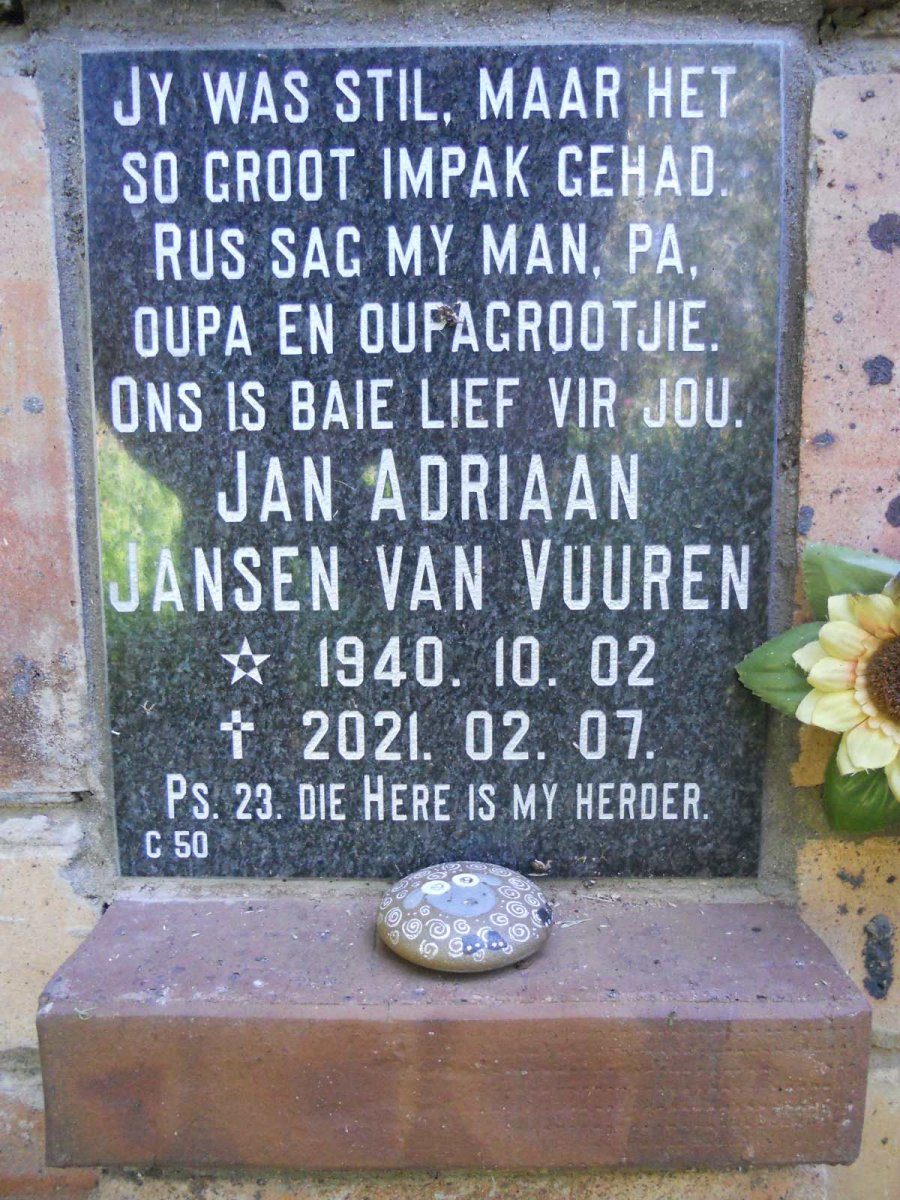 VUUREN Jan Adriaan, Jansen van 1940-2021