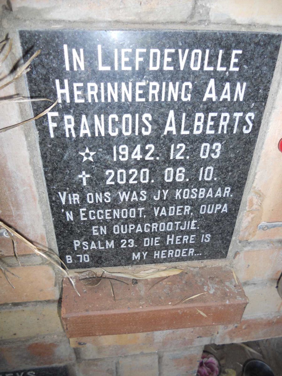 ALBERTS Francois 1942-2020