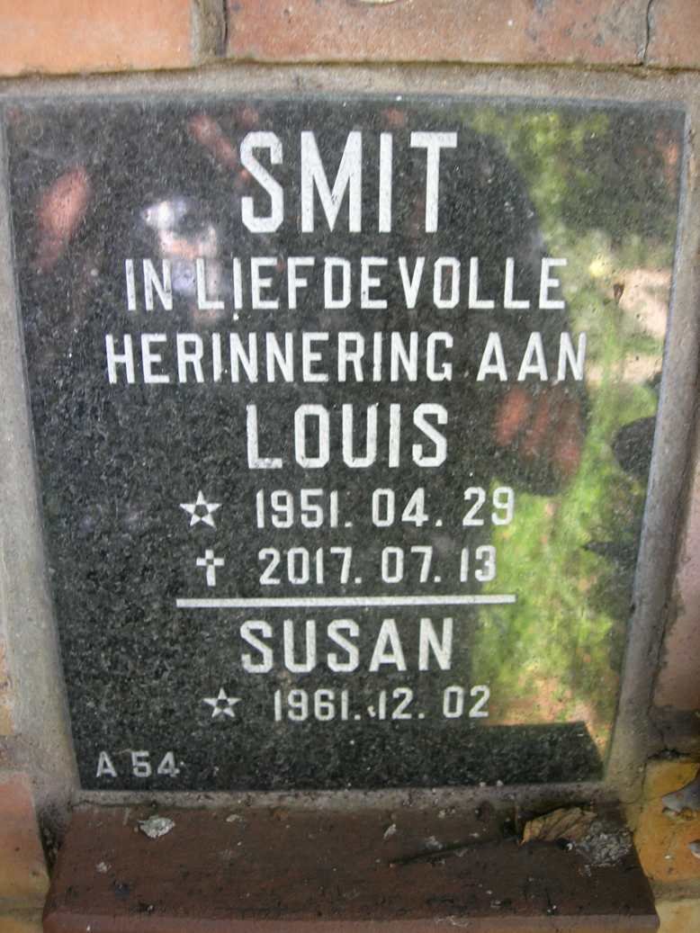 SMIT Louis 1951-2017 &amp; Susan 1961-