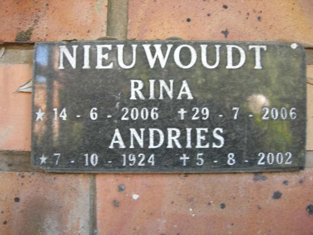 NIEUWOUDT Andries 1924-2002 &amp; Rina 2006-2006