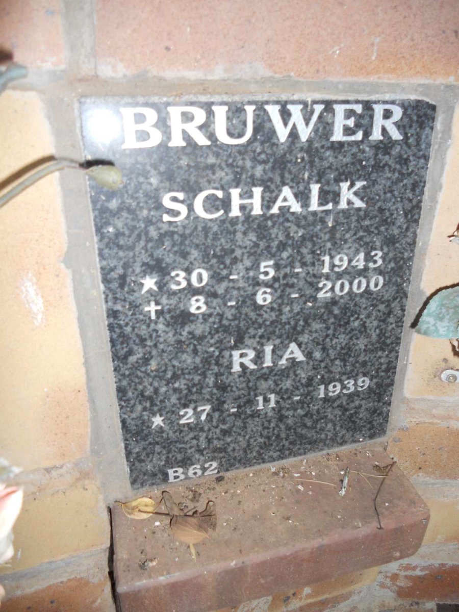BRUWER Schalk 1943-2000 &amp; Ria 1939-