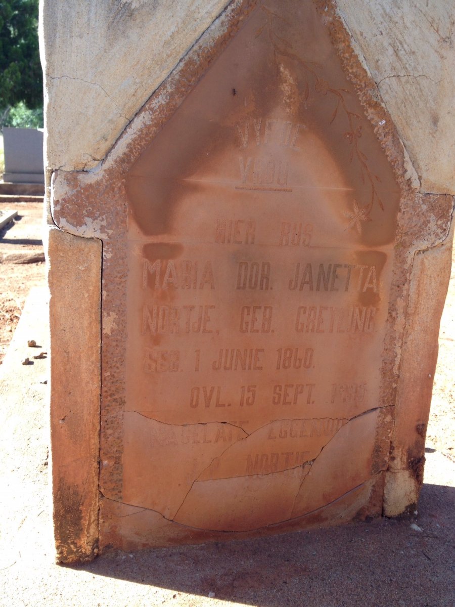 NORTJE Maria Dorothea Janetta nee GREYLING 1860-