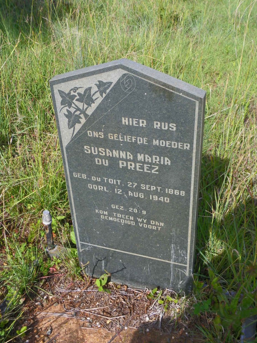 PREEZ Susanna Maria, du nee DU TOIT 1868-1940