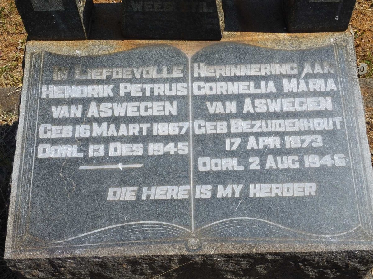 ASWEGEN Hendrik Petrus, van 1867-1945 &amp; Cornelia Maria BEZUIDENHOUT 1873-1946