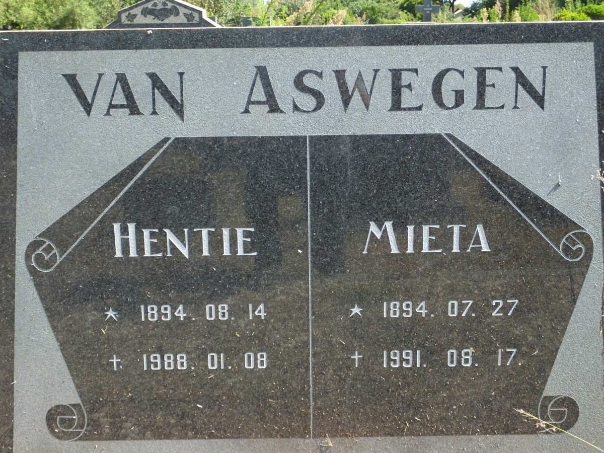 ASWEGEN Hentie, van 1894-1988 &amp; Mieta 1894-1991
