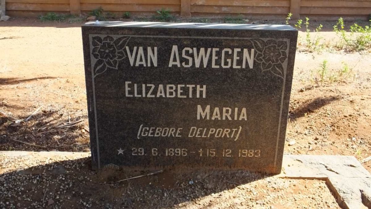 ASWEGEN Elizabeth Maria, van nee DELPORT 1896-1983