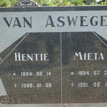 ASWEGEN Hentie, van 1894-1988 &amp; Mieta 1894-1991