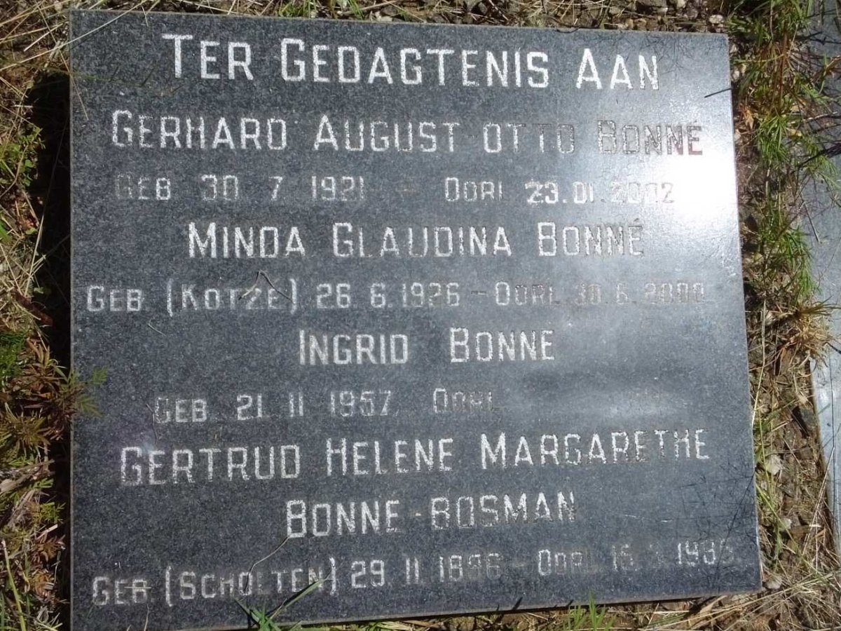 BONNE Gertrude Helene Margarethe, BOSMAN nee SCHOLTEN 1896-19?5