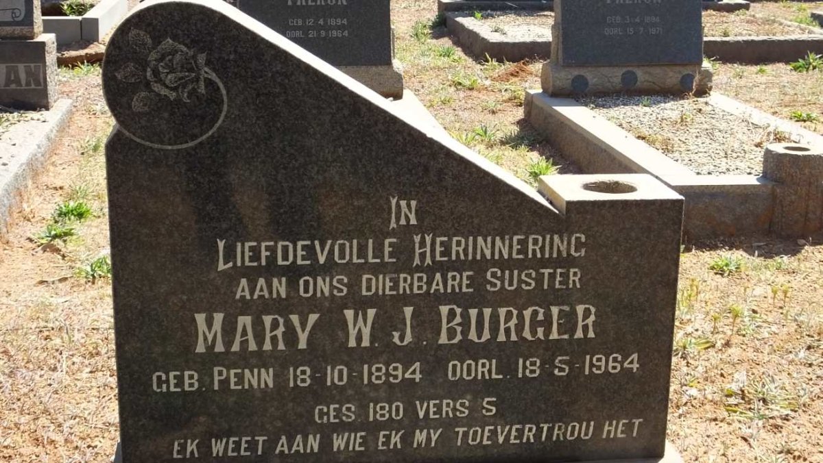 BURGER Mary J. nee PENN 1894-1964