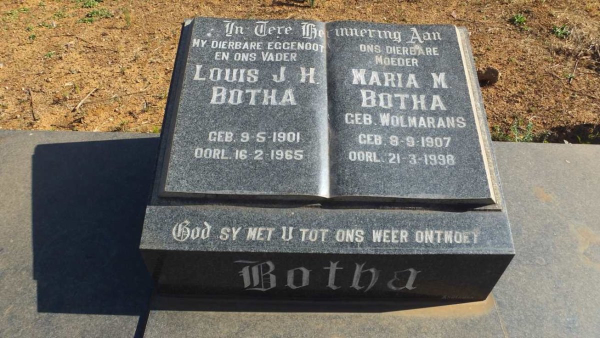BOTHA Louis J.H. 1901-1965 &amp; Maria M. WOLMARANS 1907-1998