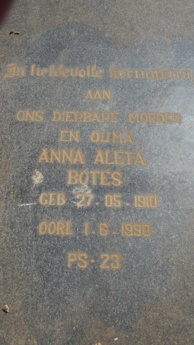 BOTES Petrus Johannes 1909-1968 &amp; Anna Aleta 1910-1990