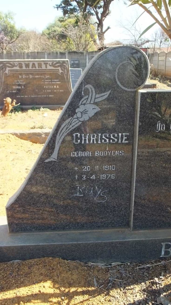 BUYS Jan 1912-1976 &amp; Chrissie BOOYENS 1910-1976