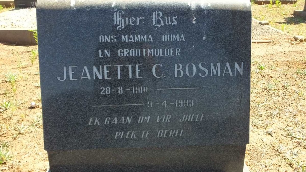 BOSMAN Jeanette C. 1910-1993