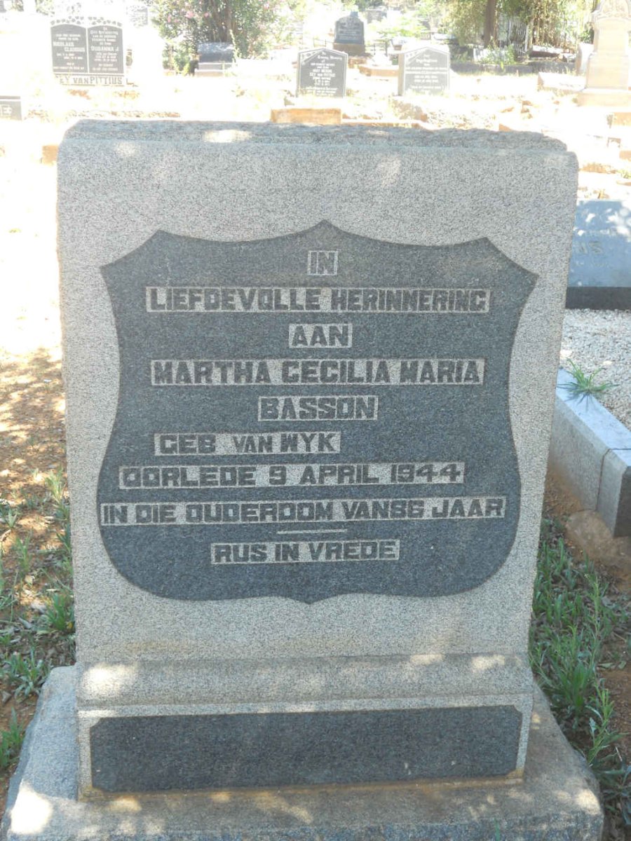 BASSON Martha Cecilia Maria nee VAN WYK -1944