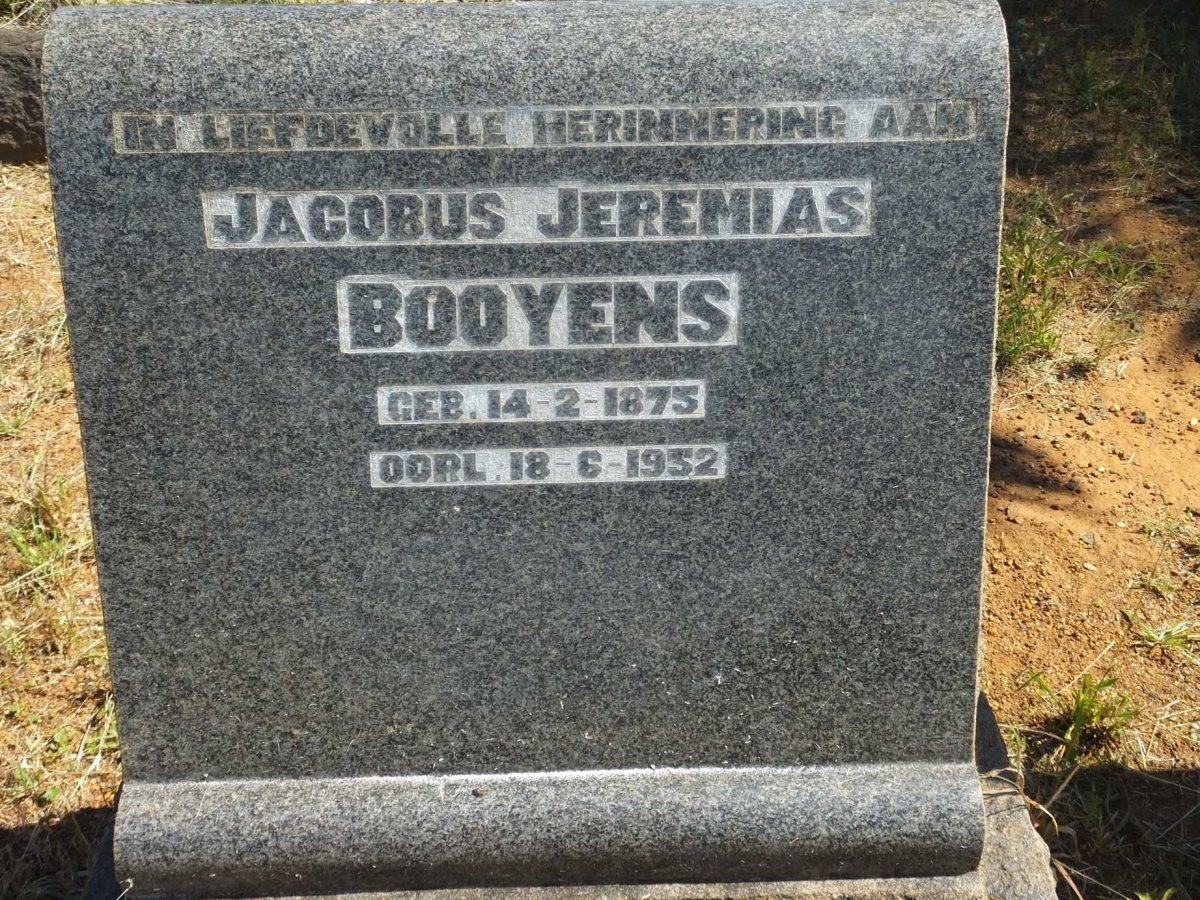 BOOYENS Jacobus Jeremias 1875-1952