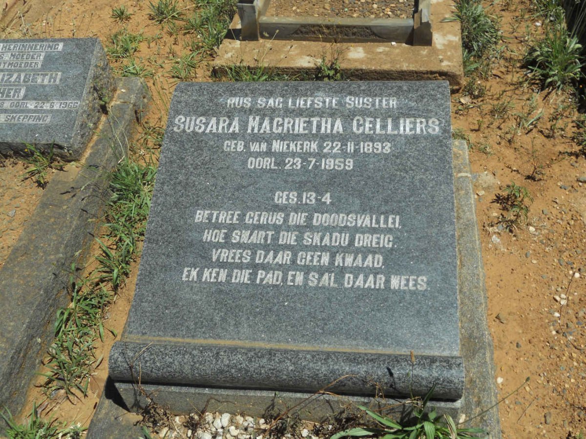 CELLIERS Susara Magrietha nee VAN NIEKERK 1893-1959