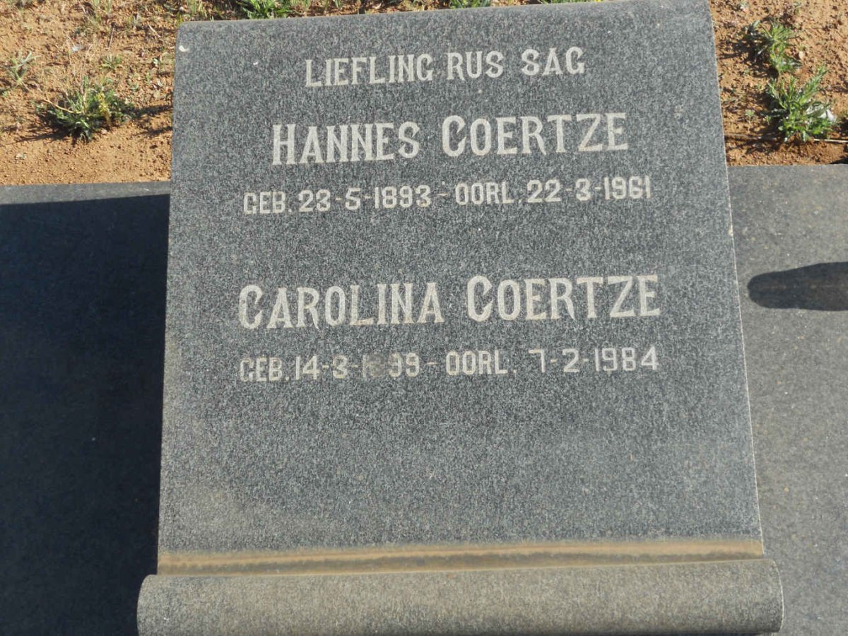 COERTZE Hannes 1893-1961 &amp; Carolina 1899-1984