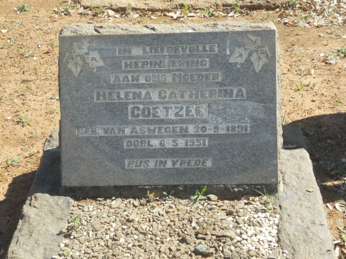 COETZEE Helena Catherina nee van ASWEGEN 1891-1951