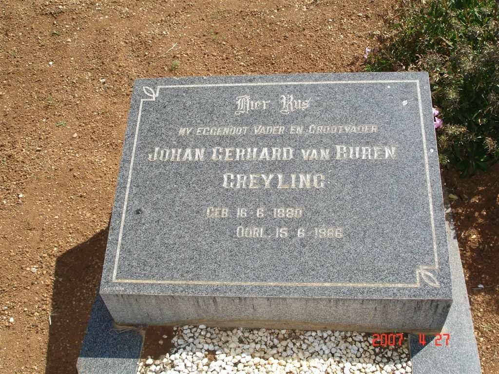 GREYLING Johan Gerhard van Buren 1880-1966