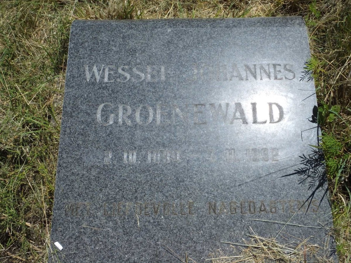 GROENEWALD Wessel Johannes 1899-1992