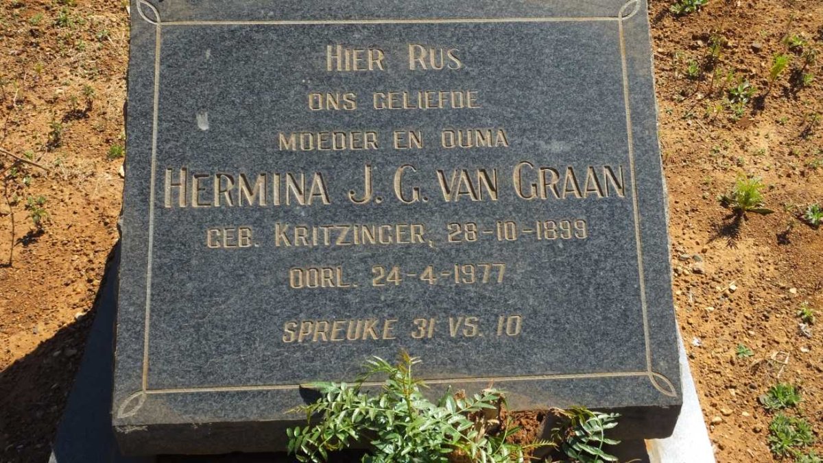 GRAAN Hermina J.G., van 1899-1977