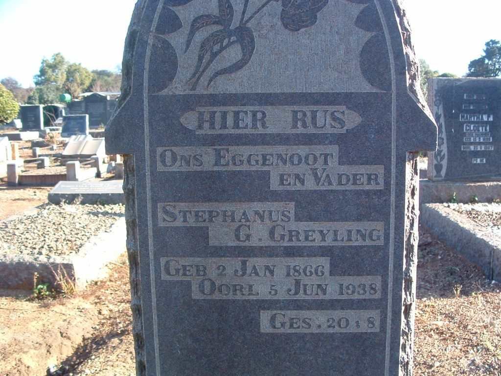 GREYLING Stephanus G. 1866-1938