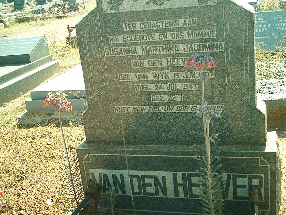 HEEVER Susanna Marthina Jacomina, van den nee VAN WYK 1907-1947