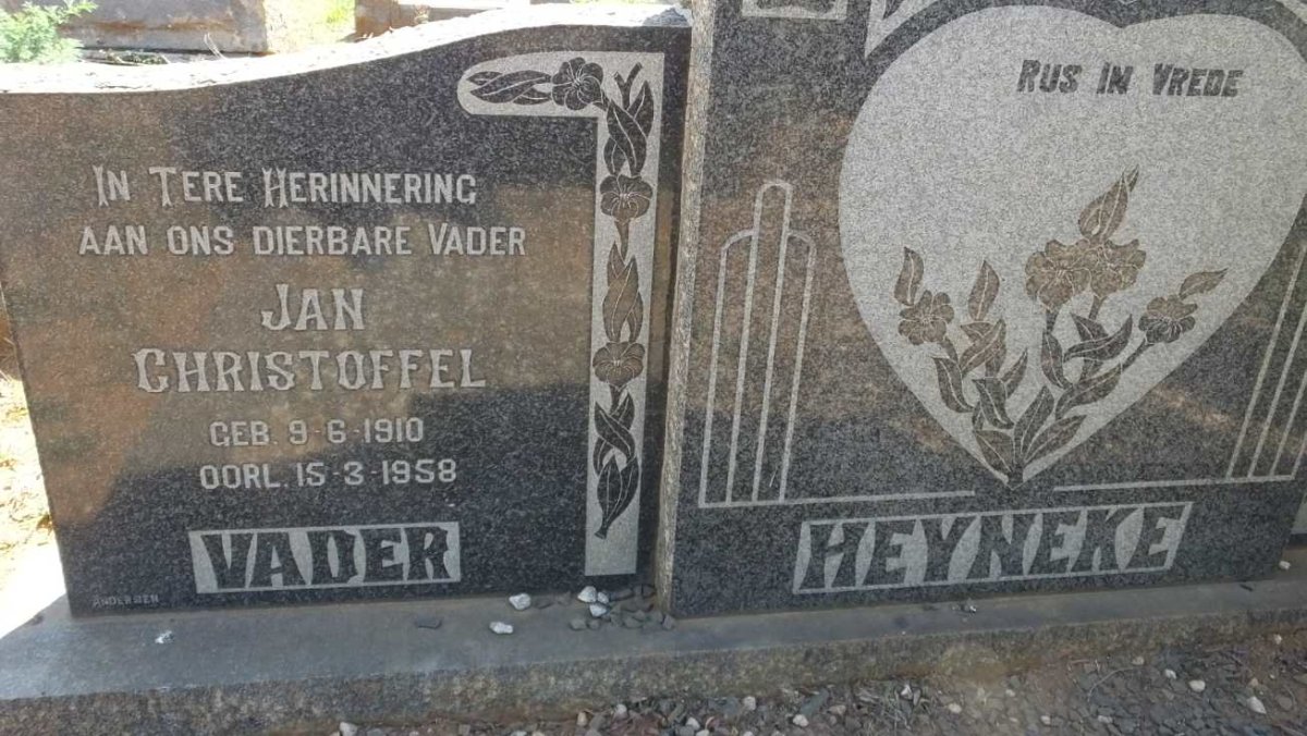 HEYNEKE Jan Christoffel 1910-1958 &amp; Hester Magdalena GOETZ nee MOUTON 1909-1960
