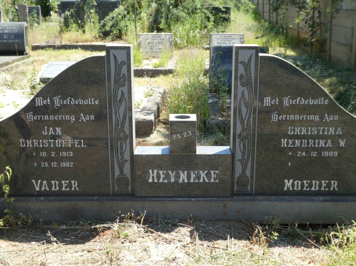HEYNEKE Jan Christoffel 1913-1982 &amp; Christina Hendrina W. 1909-