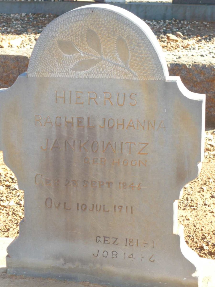 JANKOWITZ Rachel Johanna nee HOON 1846-1911