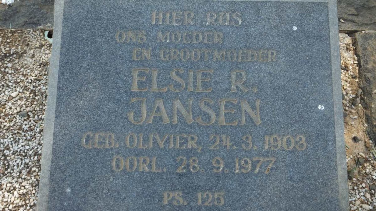 JANSEN Elsie R. nee OLIVIER 1903-1977